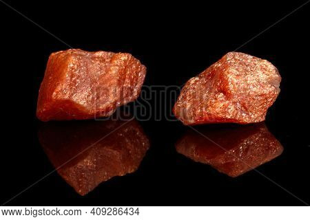 Macro Mineral Stone Nepheline Sunny Stone Black Background