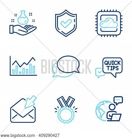 Education Icons Set. Included Icon As Confirmed, Infochart, Messenger Signs. Open Mail, Honor, Chemi