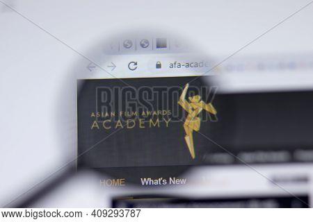 New York, Usa - 17 February 2021: Afa Asian Film Awards Logo Close Up On Website Page, Illustrative 