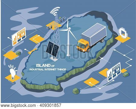 Industrial Internet Of Things. Smart Logistics Delivery Digital Services, Technologies Of Future. 4i