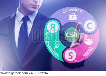 Concept of CSR - corporate social responsibility with businessma
