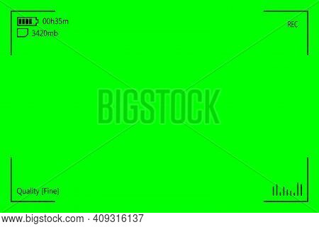 Green Screen, Chromakey Background. Blank Green Background With Vfx Motion Tracking Markers. Screen 