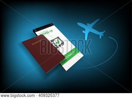 Concepts Of Reopening Of Airplane Travel In New Normal And Covid-19 Pandemic. Illustration Of Airpla
