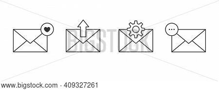 Message Icons Set. Notification Icons Linear. Email Icons. Envelope Icons. Linear Vector Illustratio
