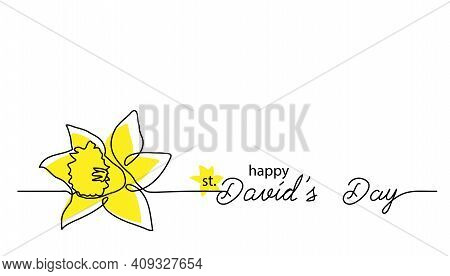 Saint David S Day Feast Simple Vector Banner, Poster, Background. One Continuous Line Drawing Of Nar