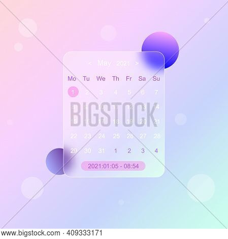 Mobile App Design.mobile Calendar Image. Glassmorphism, A New Trend In Design.