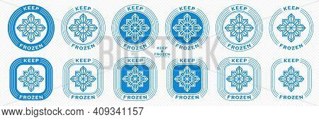 Concept For Product Packaging. Marking - Keep Frozen And Frozen Product. The Snowflake Icon Is A Sym