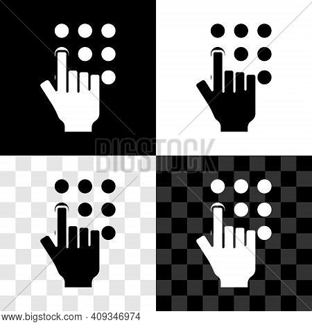 Set Password Protection And Safety Access Icon Isolated On Black And White, Transparent Background. 
