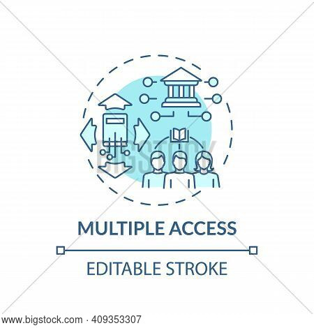 Multiple Access Concept Icon. Online Library Benefits Idea Thin Line Illustration. Free Information 