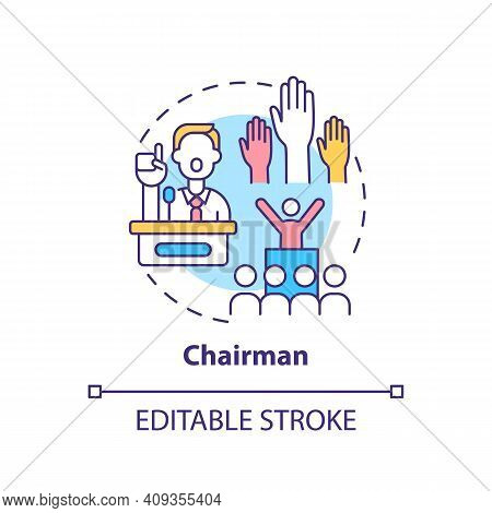 Chairman Concept Icon. Top Management Positions. Ensure That Meetings Run Smoothly. Organization Ide