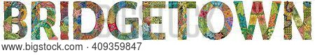 Hand-painted Art Design. Illustration Bridgetown City Is The Capital Of Barbados For T-shirt Design,