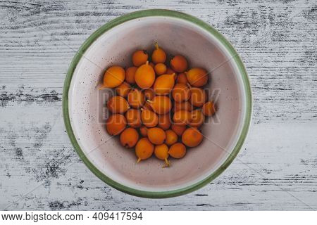 Bluecrown Passion Fruits In Fruit Bow, Simple Food Ingredients Concept