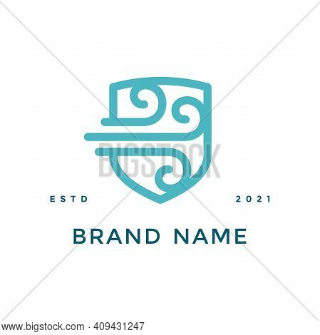 Simple Illustration Logo Design Wind Shield With Mono Line Style.