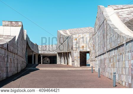 Santiago De Compostela, Spain - July 18, 2020: View Of City Of Culture Of Galicia. Situated On The T