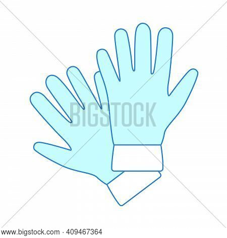 Criminal Gloves Icon. Thin Line With Blue Fill Design. Vector Illustration.