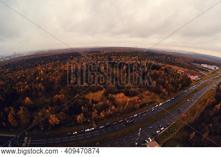 View Of The Butovo Forest And The Road To Moscow City, Russia