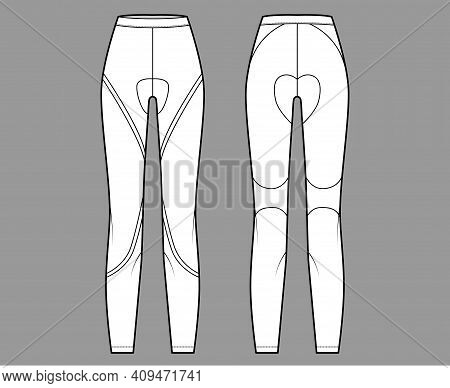 Cycling Pants Leggings Pants Technical Fashion Illustration With Normal Waist, High Rise, Full Lengt