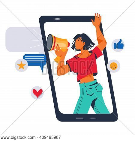 Refer A Friend Marketing Promotion Program Website Banner Layout With Cartoon Characters, Flat Vecto