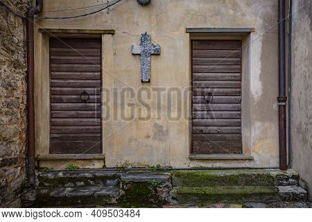 Cityscape. View Of Small Old Closed Church, Portovenere, La Spezia, Liguria, Italy