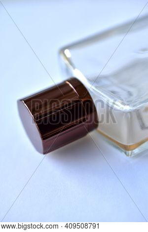 Glass Flask For Toilet Water Duses On A White Background