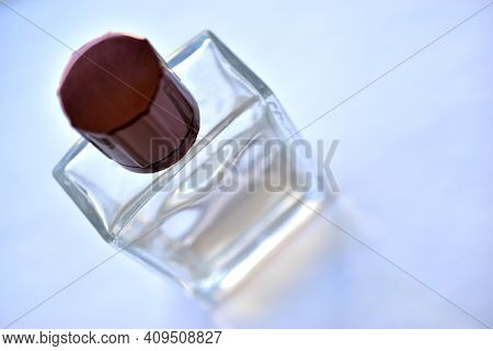 Glass Flask For Toilet Water Duses On A White Background