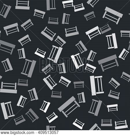 Grey Boxing Ring Icon Isolated Seamless Pattern On Black Background. Vector