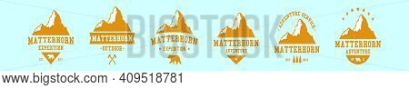 Set Of Matterhorn Cartoon Icon Design Template With Various Models. Modern Vector Illustration Isola
