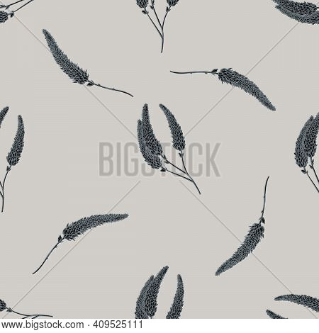 Seamless Pattern With Hand Drawn Stylized Veronica Stock Illustration