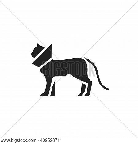 Cat In Bandage Black Glyph Icon. Postoperative Rest. Isolated Vector Element. Outline Pictogram For 