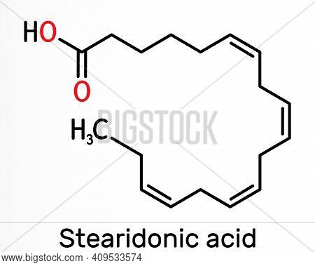 Stearidonic Acid, Moroctic Acid, Sda Molecule. It Is An Omega-3, Fatty, Octadecatetraenoic Acid. Ske