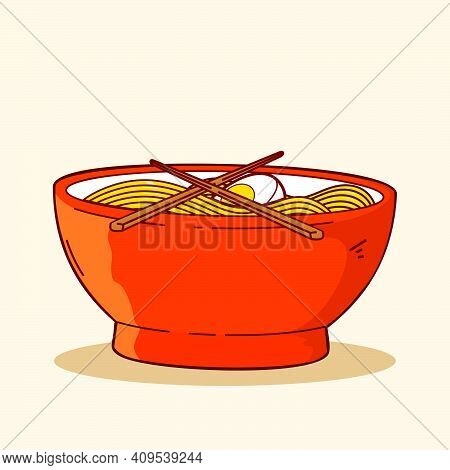 Isolated Ramen In A Bowl Cartoon Vector Illustration