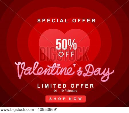 Luxury Realistic Pink Papper Heart Shape For Valentine\'s Day Promotion Banner Vector Illustration