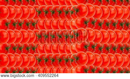 Rows Of Red Ripe Tomatoes.repeating Attractive Background.creative Design For Italian Cooking,season