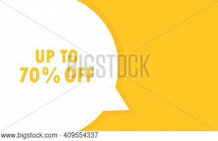 Up To 70 Percent Off Post Speech Bubble Banner. Can Be Used For Business, Marketing And Advertising.