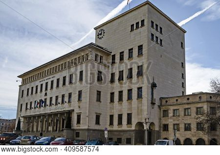 Sofia, Bulgaria - December 29, 2020: Exterior Of Bulgarian National Bank Building On Prince Alexande