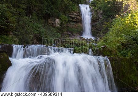 Giessbach, Switzerland - August 15, 2019 - Giessbach Waterfall