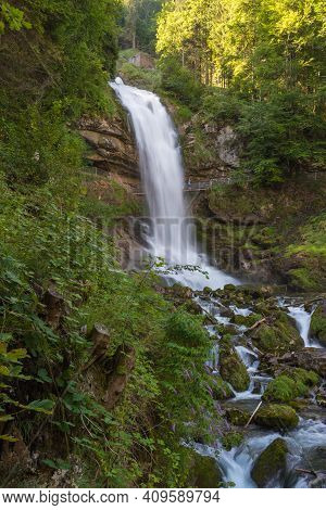 Giessbach, Switzerland - August 15, 2019 - Giessbach Waterfall
