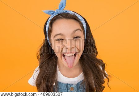 This How Happiness Looks Like. Happy Smiling Kid Girl Close Up Face. Emotional Expression. Express H