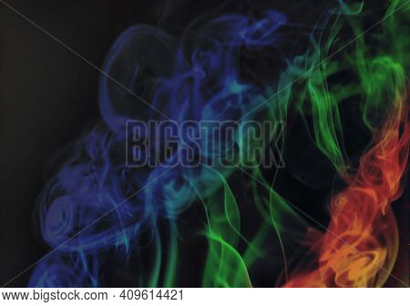 Incense Burning Incense, White Smoke, Black Background, Used As Background Image Paying Homage To Th