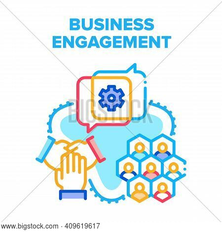 Business Engagement Project Vector Icon Concept. Business Engagement In Video Call Conference With P