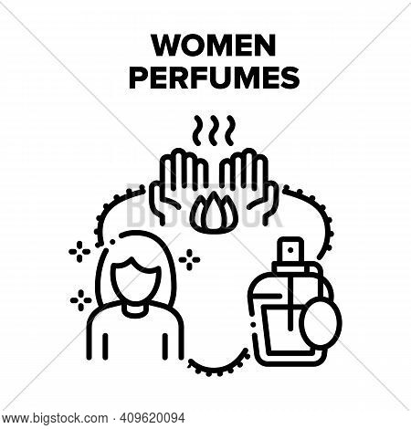 Women Perfumes Vector Icon Concept. Women Perfumes Spray Bottle, Aromatic Natural Cosmetic. Spraying