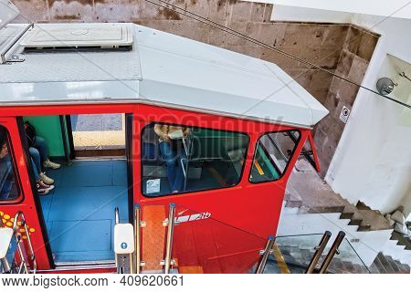 Bergamo, Italy - May 22, 2019: Funicular Station (stazione Superiore Funicolare) In Upper Bergamo (c