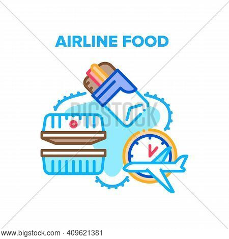 Airline Food Vector Icon Concept. Sandwich Or Burger Snack, Nutrition Container For Eating Airline F