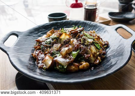 Korean Food Seafood Jajangmyeon, Black Soybean Sauce.