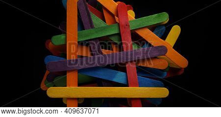 Wood Sucker Sticks Repurposed For Children's Colourful Building Sticks