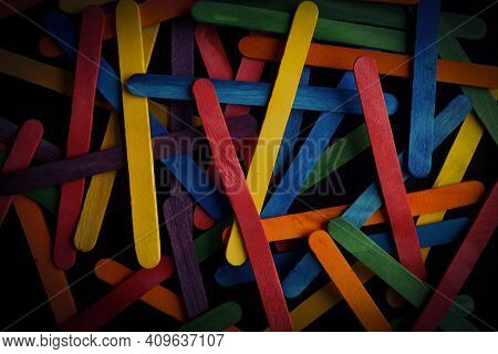 Wood Sucker Sticks Repurposed For Children's Colourful Building Sticks