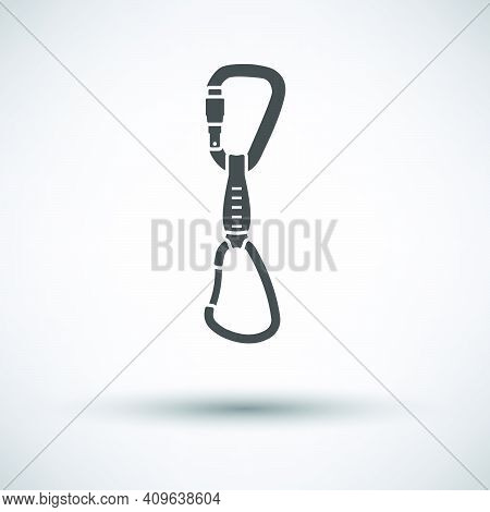 Alpinist Quickdraw Icon. Dark Gray On Gray Background With Round Shadow. Vector Illustration.