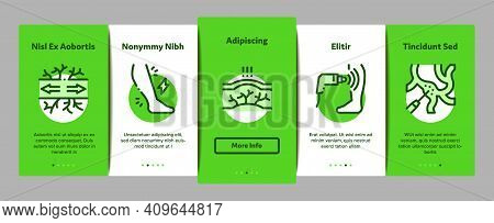 Varicose Veins Disease Onboarding Mobile App Page Screen Vector. Varicose Symptoms And Treatment, Le