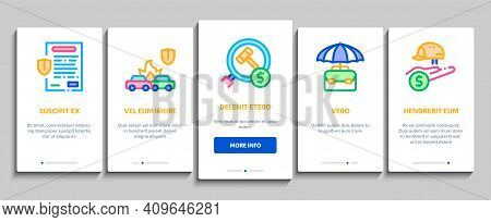 Insurance All-purpose Onboarding Mobile App Page Screen Vector. Insurance Agreement For Protection H