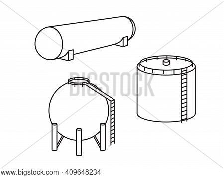 Industrial Vector Illustration Of A Petrol, Oil, Or Water Tank Isolated On 
A Transparent Background